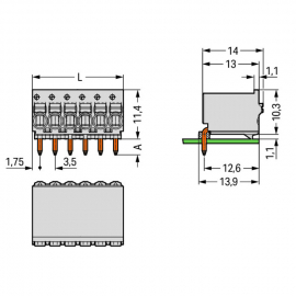 WAGO | 2091-1357 | 1-CONDUCTOR THT FEMALE HEADER; 1.0 MM &Oslash; S