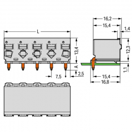 WAGO | 2092-3353 | 1-CONDUCTOR THT FEMALE HEADER; 1.4 MM &Oslash; S