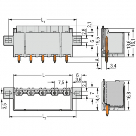 WAGO | 2092-3403/005-000 | THT MALE HEADER; 1.4 MM &Oslash; SOLDER