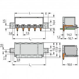 WAGO | 2092-3425/205-000 | THT MALE HEADER; 1.4 MM &Oslash; SOLDER