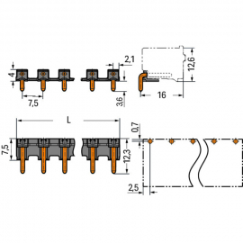 WAGO | 2092-3724 | SOLDER PIN STRIP 1.4 MM &Oslash; SOLDER PIN ANGL