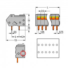 WAGO | 218-107 | PCB TERMINAL BLOCK; LOCKING SLIDES; 0.5 MM&sup2;