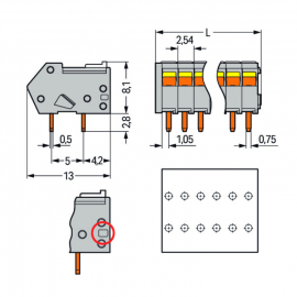 WAGO | 218-504 | PCB TERMINAL BLOCK; LOCKING SLIDES; 0.5 MM&sup2;