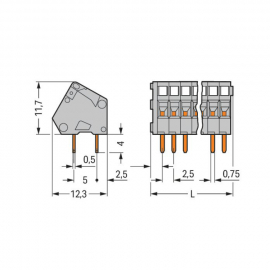 WAGO | 233-124 | PCB TERMINAL BLOCK; 0.5 MM&sup2;; PIN SPACING 2.