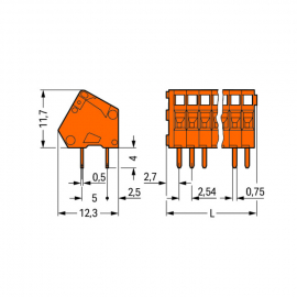 WAGO | 233-412 | PCB TERMINAL BLOCK; 0.5 MM&sup2;; PIN SPACING 2.