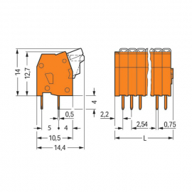 WAGO | 234-502 | PCB TERMINAL BLOCK; PUSH-BUTTON; 0.5 MM&sup2;; P