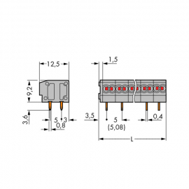 WAGO | 235-456 | 2-CONDUCTOR PCB TERMINAL BLOCK; 0.75 MM&sup2;; P
