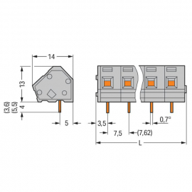 WAGO | 236-203 | PCB TERMINAL BLOCK; 2.5 MM&sup2;; PIN SPACING 7.