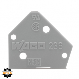 WAGO | 236-850 | END PLATE; 1 MM THICK; SNAP-FIT TYPE; BLACK