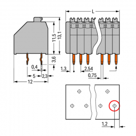 WAGO | 250-1404 | PCB TERMINAL BLOCK; PUSH-BUTTON; 0.5 MM&sup2;;