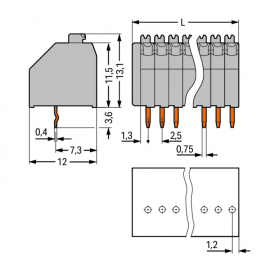 WAGO | 250-317 | PCB TERMINAL BLOCK; PUSH-BUTTON; 0.5 MM&sup2;; P