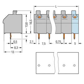 WAGO | 250-607 | PCB TERMINAL BLOCK, PUSH-BUTTON 1.5 MM&sup2; PIN