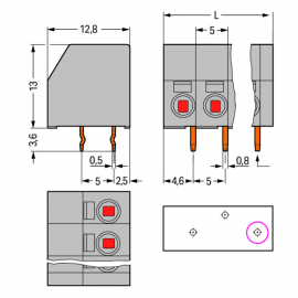 WAGO | 253-102 | 2-CONDUCTOR PCB TERMINAL BLOCK; 1.5 MM&sup2;; PI