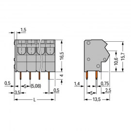 WAGO | 254-454 | PCB TERMINAL BLOCK; 2.5 MM&sup2;; PIN SPACING 5/