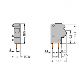 WAGO | 254-848 | STACKABLE PCB TERMINAL BLOCK; 2.5 MM&sup2;; PIN