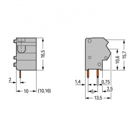 WAGO | 254-866 | STACKABLE PCB TERMINAL BLOCK; 2.5 MM&sup2;; PIN