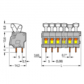 WAGO | 257-407 | PCB TERMINAL BLOCK; PUSH-BUTTON; 2.5 MM&sup2;; P