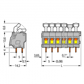 WAGO | 257-453 | PCB TERMINAL BLOCK; PUSH-BUTTON; 2.5 MM&sup2;; P