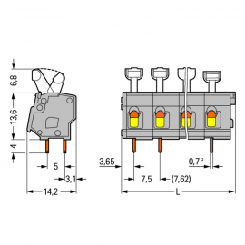 WAGO | 257-504 | PCB TERMINAL BLOCK; PUSH-BUTTON; 2.5 MM&sup2;; P