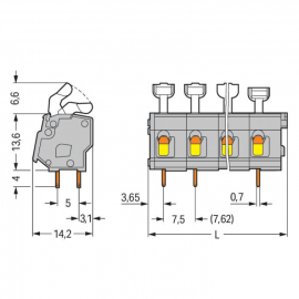 WAGO | 257-559 | PCB TERMINAL BLOCK; PUSH-BUTTON; 2.5 MM&sup2;; P