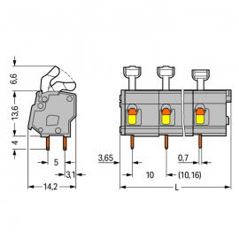 WAGO | 257-657 | PCB TERMINAL BLOCK; PUSH-BUTTON; 2.5 MM&sup2;; P