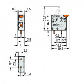 WAGO | 2604-1101/000-023 | PCB TERMINAL BLOCK; LEVER; 4 MM&sup2;;