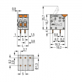 WAGO | 2604-1110 | PCB TERMINAL BLOCK; LEVER; 4 MM&sup2;; PIN SPA