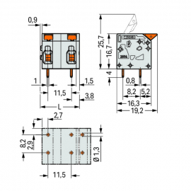 WAGO | 2604-1502 | PCB TERMINAL BLOCK; LEVER; 4 MM&sup2;; PIN SPA