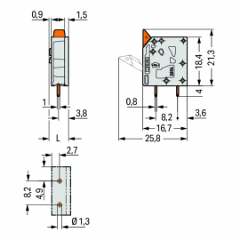 WAGO | 2604-3101 | PCB TERMINAL BLOCK; LEVER; 4 MM&sup2;; PIN SPA