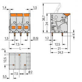 WAGO | 2606-1104/010-000 | PCB TERMINAL BLOCK; LEVER; 6 MM&sup2;;
