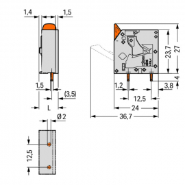 WAGO | 2606-3101 | PCB TERMINAL BLOCK; LEVER; 6 MM&sup2;; PIN SPA