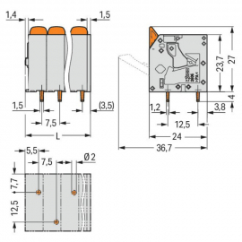 WAGO | 2606-3108/020-000 | PCB TERMINAL BLOCK; LEVER; 6 MM&sup2;;