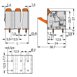 WAGO | 2606-3356 | PCB TERMINAL BLOCK; LEVER; 6 MM&sup2;; PIN SPA
