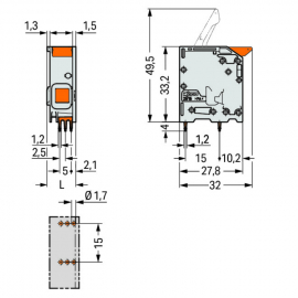 WAGO | 2616-1101 | PCB TERMINAL BLOCK; LEVER; 16 MM&sup2;; PIN SP