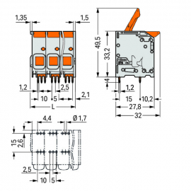 WAGO | 2616-1102 | PCB TERMINAL BLOCK; LEVER; 16 MM&sup2;; PIN SP