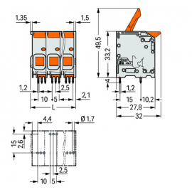 WAGO | 2616-1103/010-000 | PCB TERMINAL BLOCK LEVER 16 MM&sup2; P