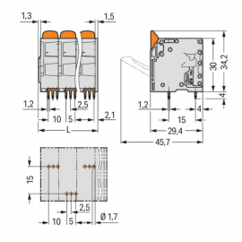 WAGO | 2616-3107/020-000 | PCB TERMINAL BLOCK; LEVER; 16 MM&sup2;