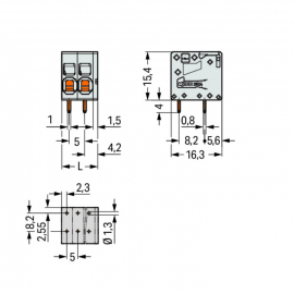 WAGO | 2624-1105 | PCB TERMINAL BLOCK; 4 MM&sup2;; PIN SPACING 5