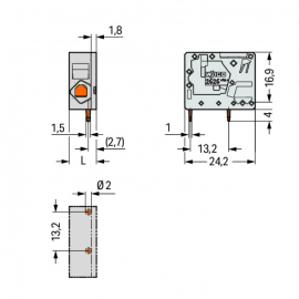 WAGO | 2626-1101/000-005 | PCB TERMINAL BLOCK 6 MM&sup2; PIN SPAC