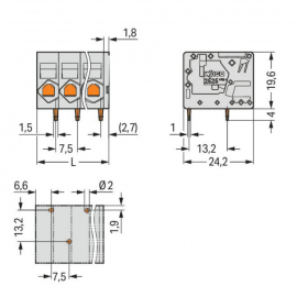 WAGO | 2626-1105/020-000 | PCB TERMINAL BLOCK; 6 MM&sup2;; PIN SP