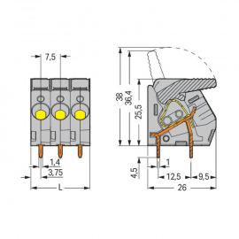 WAGO | 2706-102/000-009 | PCB TERMINAL BLOCK; LEVER; 6 MM&sup2;;