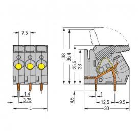 WAGO | 2706-159 | PCB TERMINAL BLOCK; LEVER; 6 MM&sup2;; PIN SPAC