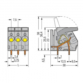 WAGO | 2706-161 | PCB TERMINAL BLOCK; LEVER; 6 MM&sup2;; PIN SPAC