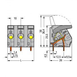 WAGO | 2706-211 | PCB TERMINAL BLOCK; LEVER; 6 MM&sup2;; PIN SPAC