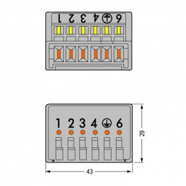 WAGO | 730-116 | MALE CONNECTOR 6-POLE, GRAY
