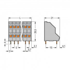 WAGO | 736-106 | DOUBLE-DECK PCB TERMINAL BLOCK; 2.5 MM&sup2;; PI