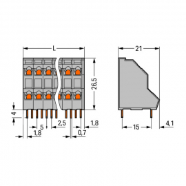 WAGO | 736-206 | DOUBLE-DECK PCB TERMINAL BLOCK; 2.5 MM&sup2;; PI
