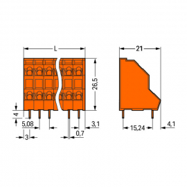 WAGO | 736-304 | DOUBLE-DECK PCB TERMINAL BLOCK; 2.5 MM&sup2;; PI