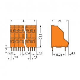 WAGO | 736-412 | DOUBLE-DECK PCB TERMINAL BLOCK; 2.5 MM&sup2;; PI