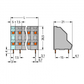 WAGO | 736-516 | DOUBLE-DECK PCB TERMINAL BLOCK; 2.5 MM&sup2;; PI